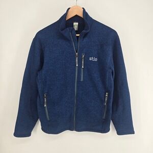 Stio Wilcox Fleece Jacket Mens Small Blue Full Zip Sweater Hiking  Jacket
